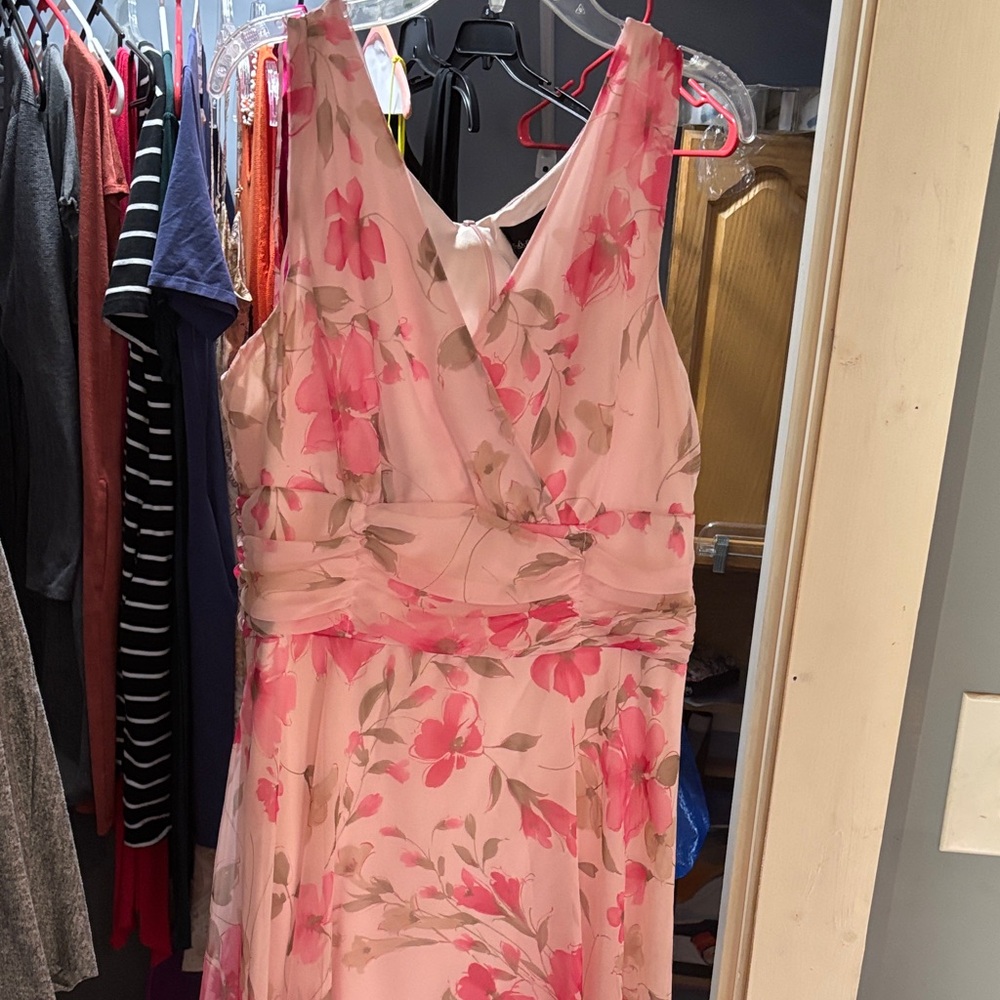 Connected Apparel Floral Pink Sleeveless Dress